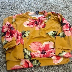 Floral Kids Sweater in Mustard and Coral